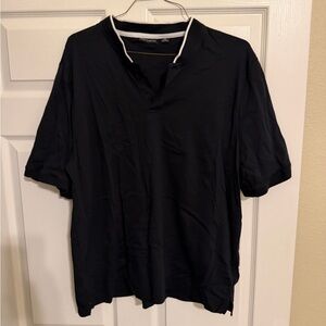 Paul Fredrick Black Henley Shirt with White Trim